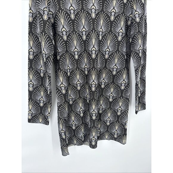 New Reiss Size Large Annie Metallic Jacquard Tunic Mini Dress Bodycon - Picture 10 of 16